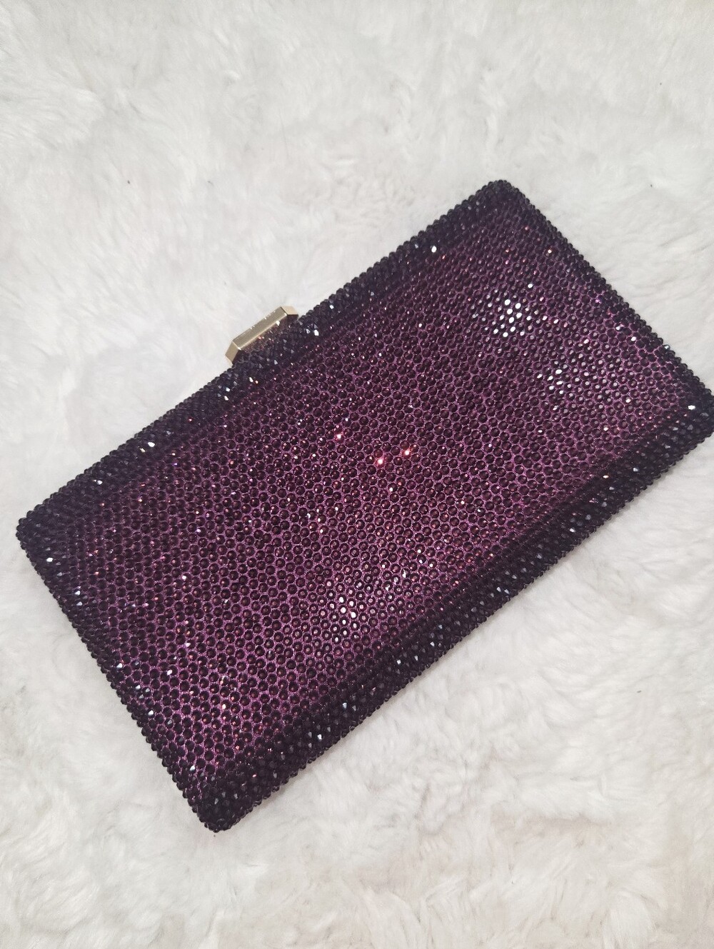 Elegant Purple Crystal Clutch - Women's Evening Bag